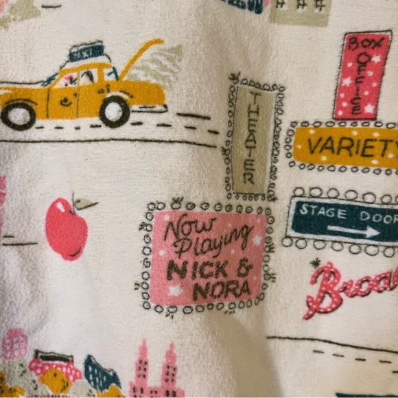 Nick & Nora Womens New York City Scenes Pajama Shirt Cotton Sz L Button Up Top - Picture 10 of 12
